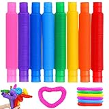 24 Stück Pop Tubes, Mini Röhren Sensorik Spielzeug CONNECTION Bunt Stretchrohr für Kinder Stressabbau