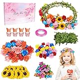 Meetory Blumenkranz Basteln für Kinder, Blumenkranz Haare Deko, DIY Bastelset Kinder, Kindergeburtstag Basteln Mädchen Haarschmuck, Hochzeitsfeier/Urlaub/Geburtstag