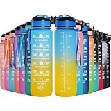 GeeRic Trinkflasche 1L Sport Wasserflasche BPA-freies Kohlensäure geeignet Wasserflasche für Uni, Sport, Fitness, Fahrrad, Outdoor