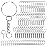 180 Stück Schlüsselanhänger Basteln Set (90 Schlüsselanhänger Ringe Kette + 90 Schrauböse Pins),Schlüssel DIY Taschen Schmuckherstellung (Silber)