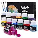 LiBozd Stoffmalfarben Textilfarben Waschfest | Set aus 12 x 25ml Stofffarben in Fläschchen | Zum Bemalen von verschiedenen Textilien