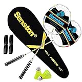 Senston Graphit Badminton Set Carbon Profi Badmintonschläger Leichtgewicht Federballschläger Set für Training, Sport und Unterhaltung mit Schlägertasche