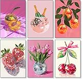 ZUUMGAR 6 Stück Malen Nach Zahlen Erwachsene, Paint by Numbers Malen Nach Zahlen, DIY Tasse mit Pinseln und Acrylfarben Handgemalt Ölgemälde Leinwand für Home Decor, Ohne Rahmen 20x30CM/8x12in