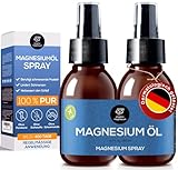 Ultra Pur MagnesiumÖl Spray 2x100ml - 100% Natürlich Reines Zechstein Öl von Organic Magnesium | Perfekt für Sport & Muskel entspannung | Flüssig MagnesiumChlorid Oil Konzentrat