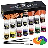 Magicfly Stoffmalfarben Textilfarben Waschfest, 14 Farbige Sanft Stofffarben 20 ML Pro Flasche Textil Stoff Ideal für Kleidung, T-Shirt, Jeans, Taschen, Schuhe, Glas, Holz