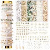 Leuyuee Natürliche Amazonit perlen für armbänder Edelstein Perlen Perlen Set Zum Auffädeln Kit Perlenset Beads für DIY armbänder selber machen Schmuck Halskette Ohrringe Kette für Kinder Erwachsene