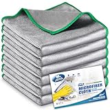 Airlab 6X Fenstertücher Mikrofasertücher Streifenfrei, Ultrafeine Reinigungstücher Glastücher, Mikrofaser Putztücher Poliertuch Lappen für Kristallklare & Streifenfreie Scheiben, Grün, 30x30 cm