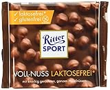 RITTER SPORT Voll-Nuss laktosefrei (100 g), Laktosefreie Vollmilchschokolade, mit knackigen Haselnüssen, glutenfrei und laktosefrei