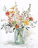 Nvseaty Malen Nach Zahlen Erwachsene Blumen, Paint by Numbers Adult Bastelset Erwachsene Frauen Kreativ Set DIY Set Malen nach Zahlen Leinwand Kinder ab 6 7 8 9 10 11 Jahre Mädchen