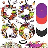 Forbabe Halloween Party Kranz Deko Basteln 8 Stück Kranz Bastelset für Kinder Türkranz Kreativ Set Halloween Türdeko Aufkleber DIY Schaumstoff Sticker Girlande