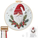 JSRQT Stickset für Anfänger Sticken Weihnachten Embroidery Kit Stickerei Set Weihnachts Deko Kreuzstich Erwachsene Farbfäden und Werkzeuge Handwerk Nähen DIY Handgemachte Stitches Bastelset Geschenk