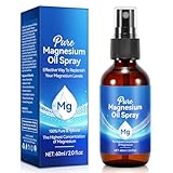 Magnesium Spray 60 ml, Magnesiumöl für Füße, Körper, Haut, Schlaf, Angst, Muskelentspannung, 100% Reines und Natürliches Topisches Magnesiumöl-Spray in Glasflasche, Leicht Aufzunehmen und Anzuwenden