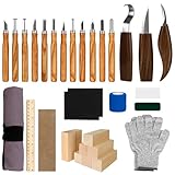 TAVADA 33-teiliges Holz Schnitzwerkzeug Set,mit Holzblöcken,Messern und praktischem Zubehör für sicheres,kreatives Schnitzen;Carving Kit perfekt für Anfänger,Hobbykünstler und als kreatives Geschenk
