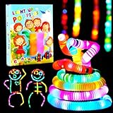 SCIONE 6 Pack Leuchtendes Pop Röhren Sensorisches Spielzeug für Kinder Graduierung Geschenke Feinmotorik Kleinkindspielzeug Mini LED Stretchrohr Röhrchen Strumpffüller für Kinder Geschenk