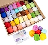 Homewit Nadelfilz Set, 40 Farben, je 5 Gramm Filzwolle zum Stricken mit Werkzeug Set, Filzwolle Basteln Nadelfilz Starter Kit, Wolle Roving Schafwolle DIY Filznadeln DIY Starter Kits für Anfänger