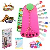 Freundschaftsarmbänder Selber Machen Set, Armbänder Selber Machen Kinder zum Weben, DIY Freundschaftsbänder Bastelset, mit 10 Threads und 22 Perlen, Spielzeug Geschenke für 6-12 Jahre Kinder