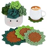 MASPHY Anfänger Häkelset, 6-Teiliges Set Teetasse Matte Häkelset, Einschließlich Garn, Zubehör, Schritt-für-Schritt Video Tutorial für Erwachsene Anfänger