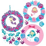 Baker Ross FE189 Meerjungfrauenkranz-Dekorationssets, 3 Stück, Moosgummi-Bastelaktivitäten für Kinder zum Basteln, Dekorieren und Präsentieren, toll als Geschenk für kreative Kinder