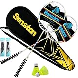 Senston Graphit Badminton Set Profi Badmintonschläger Leichtgewicht Badminton Schläger Federballschläger Set für Training, Sport und Unterhaltung mit Schlägertasche