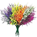 Eteamcan Künstliche Blumen Pflanzen wie Echt 10 Bündel Kunstblumen Balkon Lavendel Künstlich Kunststoff Blumen für Draußen Outdoor Deko