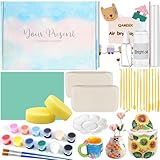 Vezerd Töpferset für Anfänger, Ton Lufttrocknend ohne Brennen für Zuhause, Kreativ DIY Keramik Basteln Erwachsene mit Glanzlack, Werkzeuge, Pottery Set Als Geschenke für Kinder