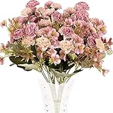 Minnhua 4PCS Künstliche Blumen Deko Kunstblumen Hortensien künstlich Pfingstrose Blumenstrauß Seidenblumen Plastik Blume für Hochzeit Balkon Garten Blumenkasten Party Tischdeko Rosa
