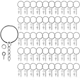 Schlüsselring mit Kette 150 Schlüsselanhänger Basteln Set,50Schlüsselanhänger Ringe Kette + 50 Schrauböse Pins- + 50Schlüsselringe 25mm für Schlüssel Handwerk DIY, Taschen Schmuckherstellung (Silber)
