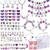 Zoyomax 162-teiliges Schmuckherstellungsset für Mädchen im Alter von 14 Jahren, Charm-Armband-Halsketten-Herstellungsset mit Perlen, Einhorn-/Meerjungfrauen-Bastelgeschenke-Set für Mädchen, Teenager,