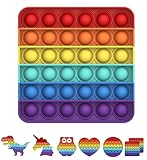 Bdwing Push and Pop Bubble Sensory Fidget Toy, Silikon Sensorisches Angst Relief Finger Toys, Antistress Geschenk für Jungen, Mädchen, Teenager, Gesellschaftsspiele Spielzeug (Rainbow, Square)