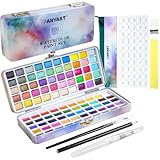 Anyart Aquarellfarben Set 100 Farben in Tragbarer Box, Wasserfarben für Reisen, Aquarell Watercolor Set Mit Pinsel und Aquarellpapier für Künstler und Malerei-Liebhaber