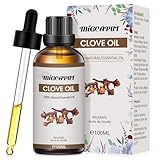 Migcaput Ätherisches Öl Nelkenöl 100ml, 100% Naturrein Gewürznelkenöl Zahnschmerzen, Clove Oil für Diffuser, Aromatherapie