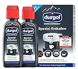 durgol swiss espresso Spezial-Entkalker – Kalkentferner für Kaffeemaschinen aller Typen und Arten – Einfache Reinigung ohne Einwirkzeit & Rückstände – Deutsche Version – 2x125ml