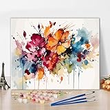 TISHIRON Malen nach Zahlen für Erwachsene und Kinder Bunte Blumen Erwachsene Malen nach Zahlen Kits Blume Blatt Acrylmalerei mit Pinseln Ölgemälde Kunsthandwerk 16x20 Zoll
