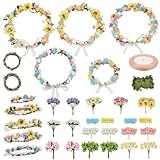 INFUNLY 20 Stück Blumenkronen-Bastelset, Handgefertigtes Blumenkronen-Girlanden-Set, Machen Sie Ihren Eigenen Blumenkranz, Blumenstirnband, Girlande, Haarschmuck, Geschenk Für Hochzeit, Geburtstag, Pa
