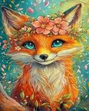 Arttoplus Fuchs Malen Nach Zahlen Kinder ab 5 6 7 8 9 10 Jahre Mädchen-Malen Nach Zahlen ab 6 7 8 9 Jahre Mädchen,Diy Acrylfarben Paint by Numbers Kids Tiere für Home Décor(40x50cm)
