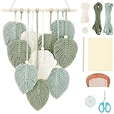 FREEBLOSS Makramee Wandbehang kit Makramee Feder Wandbehang Makramee Set Makramee Set Anfänger mit Anleitung Wanddeko Boho für Erwachsene Geburtstagsgeschenk