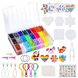 24 Farben Bügelperlen Set, 6300 Glitzer Bügelperlen 5 mm Bügelperlen Muster Bügelperlen Platten, Steckperlen Set mit Stiftplatte, Bügelpapier, Pinzette, DIY-Perlen für Kinder Weihnachten Geburtstag