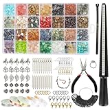 USHOP Schmuckherstellung Set,Schmuck Selber Machen Set,mit Anhängerdraht,Zangen,Karabinerhaken,für Ringe,Ohrringe und Schmuckherstellung