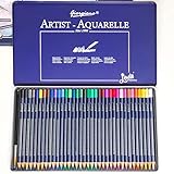 Rokrist 36 Aquarellstifte Mit Bürste in Tragbarer Metallbox, Aquarell Buntstifte für Mischen, Schichten & Aquarellmalerei, Zeichen Set Professionell für Künstler, Erwachsene und Kinder