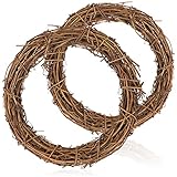 com-four® 2X DIY Deko Holz-Kranz zum basteln - Kranz aus Rattan zum Dekorieren z.B von Fenstern, Tische und Türen (2 Stück - Kranz Ø25cm)