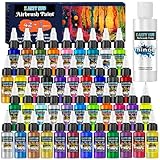 X ARTY HUB Airbrush Farbe - 42 Farben mit 120 ml Verdünnern, Schillernde, Neonfarbene und Metallische Airbrush Farben Acryl, Gebrauchsfertig, Wasserbasiertes Airbrush-Malset für Künstler und Anfänger