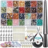 HONGTEYA Schmuck Selber Machen Set, 28 Farben Natürlicher Edelsteine Set, Ringe Selber Machen Set mit 1630 Kristall-Edelstein-Perlen, für Ringe, Ohrringe und Schmuckherstellung