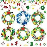 BETESSIN 372Pcs Bastelset Weihnachten Kranz für Kinder 6 Stk. Weihnachtskranz Kinder Weihnachten Basteln Kränze Kreativset Weihnachtsdeko Dekokranz Türkranz DIY Bastelbedarf
