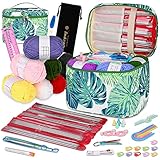 Coopay Stricknadeln Set - 55 Stück Edelstahl Doppelspitzen Mit Wolle, Strickzubehör Und Tasche, 20 cm Nadelspiel 2,0-6,5 mm Für Socken, Reichlich Geschenk