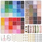 JHWELRG 36500 stück 72 Farbe Bunte Perlen für Armbänder 3mm Perlen Set,DIY Halsketten Schmuckherstellung Set mit Buchstabenperlen zum Auffädeln, Geschenkeidee für Weihnachten,Geburtstag,partys