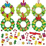 Sunshine smile Bastelset Weihnachten,15cm 6 Stück Weihnachtskränze Bastelset für Kinder, Weihnachtsbasteln Kinder, für Weihnachtsbaumschmuck und Weihnachtsgeschenke