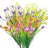 Yibaijia 6 Stück Künstliche Blumen, Dekorative Calla Lily Bouquet der Blumen Künstliche, Plastikblumen Deko UV-beständig für Haus, Garten, Büro, Küche, Tisch, Mittelstücke (5 Farben)