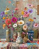 GOUGOUFAFA Malen Nach Zahlen Erwachsene Blumen- Blumen Malen nach Zahlen Diy Erwachsene, Acrylfarbe Leinwand und 3 Pinsel Kit Geschenk Home Haus Deko Ohne Rahmen (40×50cm)